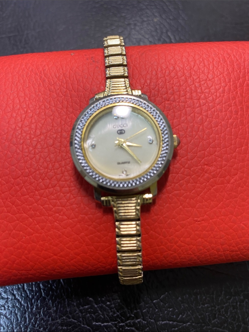 Gucci Gold-Tone Women's Bracelet Watch with Mother-of-Pearl Dial